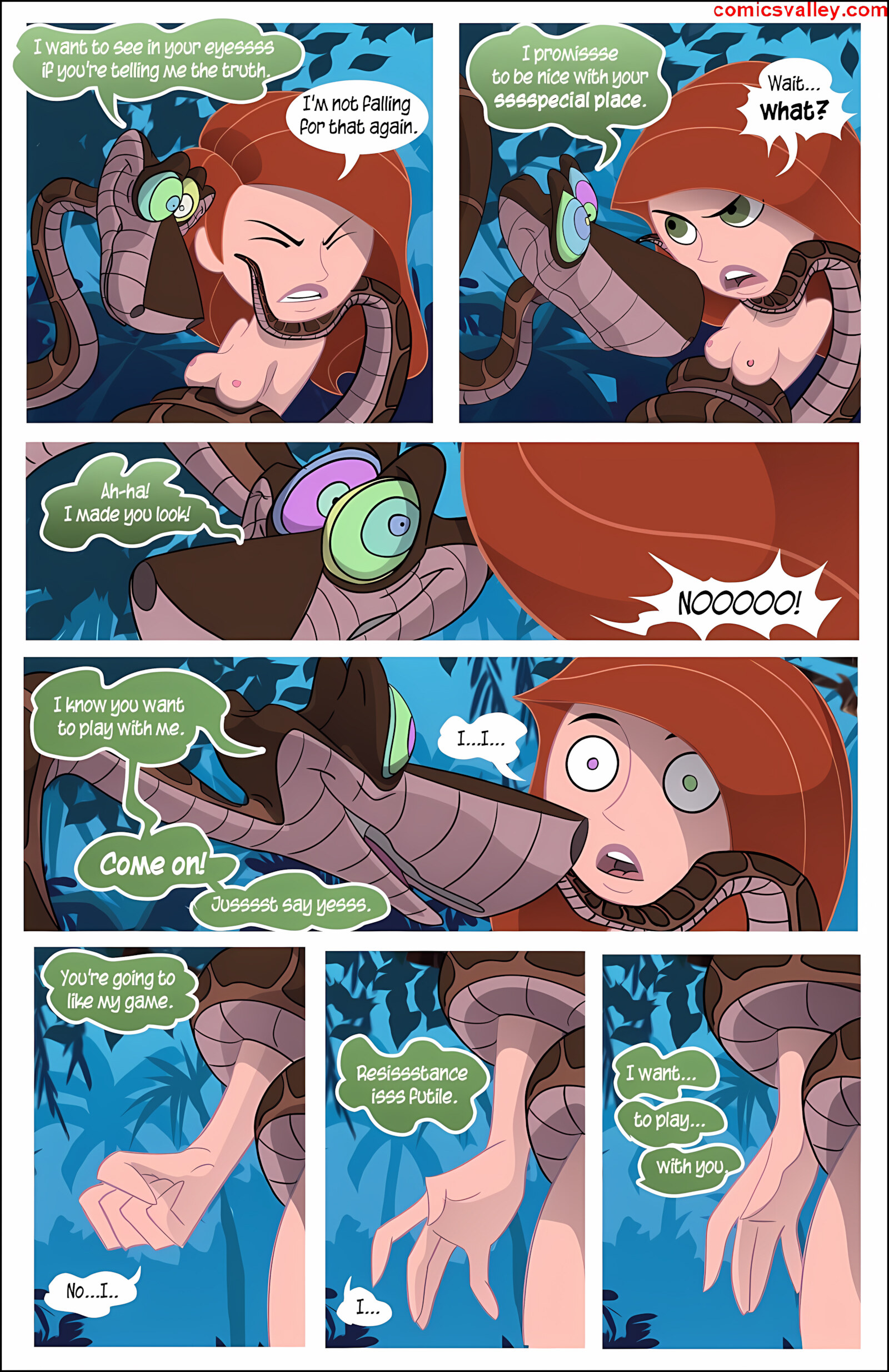 Kim Vs. Kaa [Tease Comix], Kim Vs Kaa 1 - To Coil a Spy, page 21 of 33